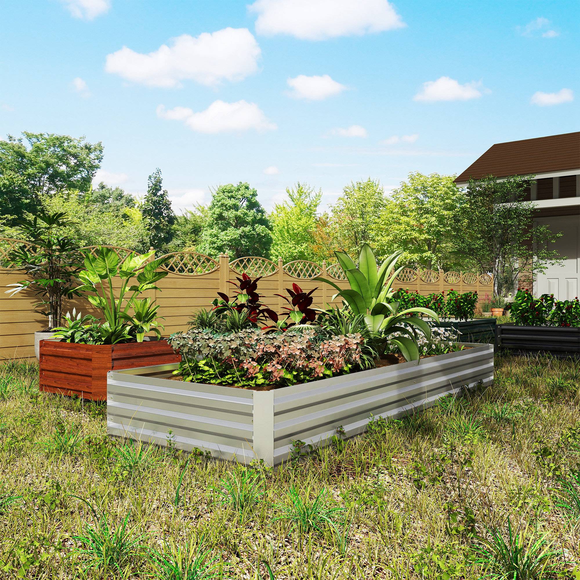 PANGIVO - Carré potager acier argent 241 x 90,5 x 30 cm - PANGIVO - Image 9