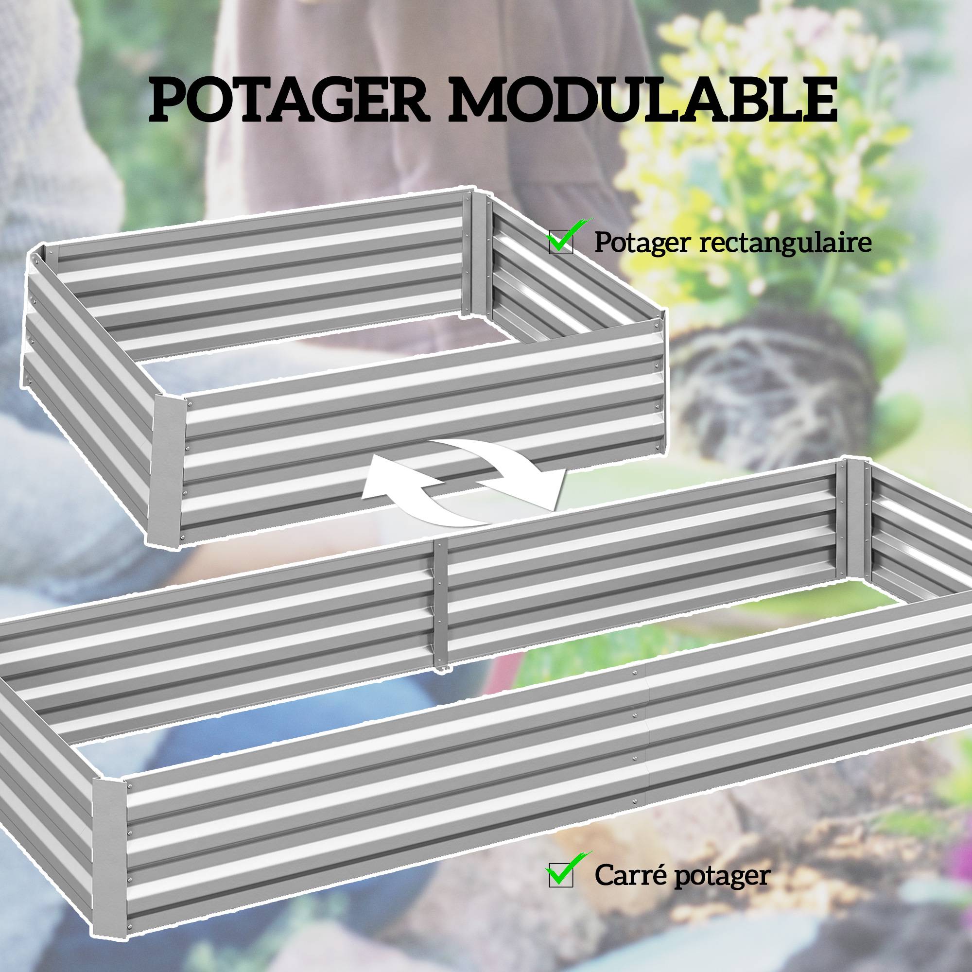 PANGIVO - Carré potager acier argent 241 x 90,5 x 30 cm - PANGIVO - Image 7