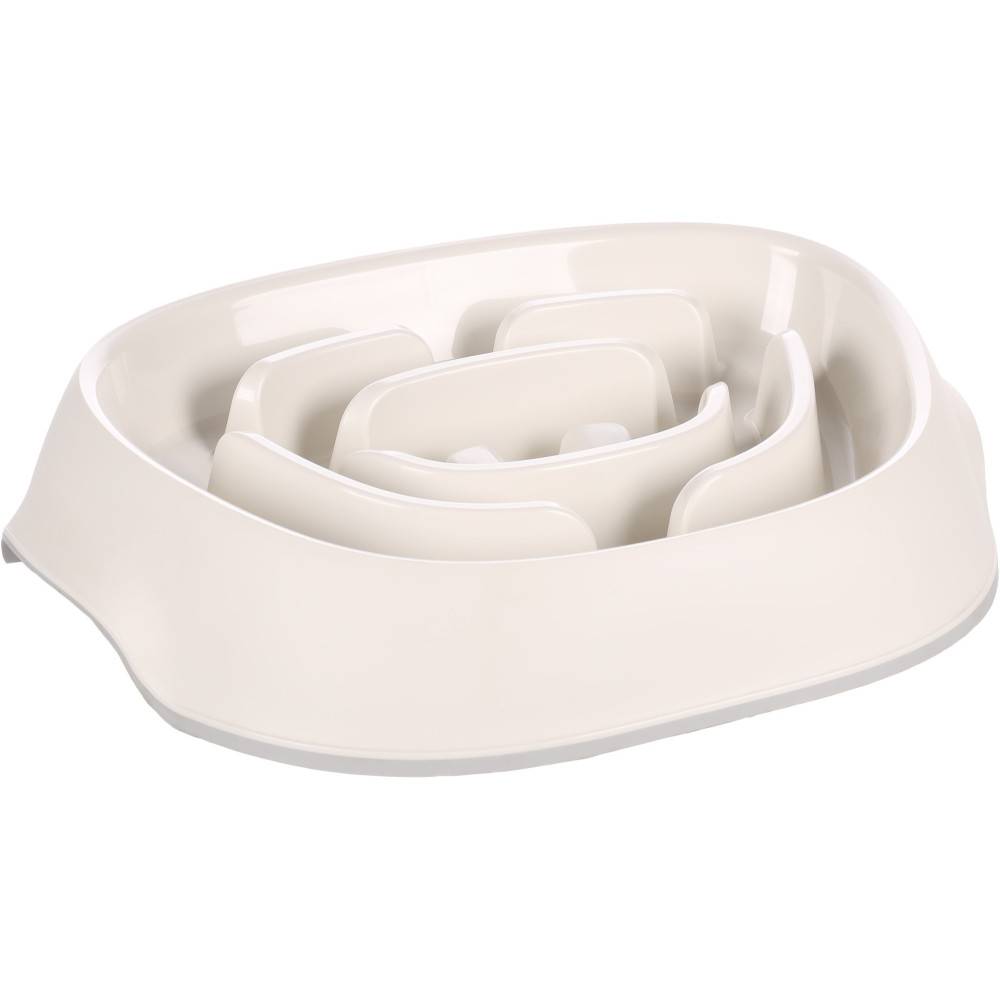Gamelle anti glouton ovale blanche pour chien - Imagen 1