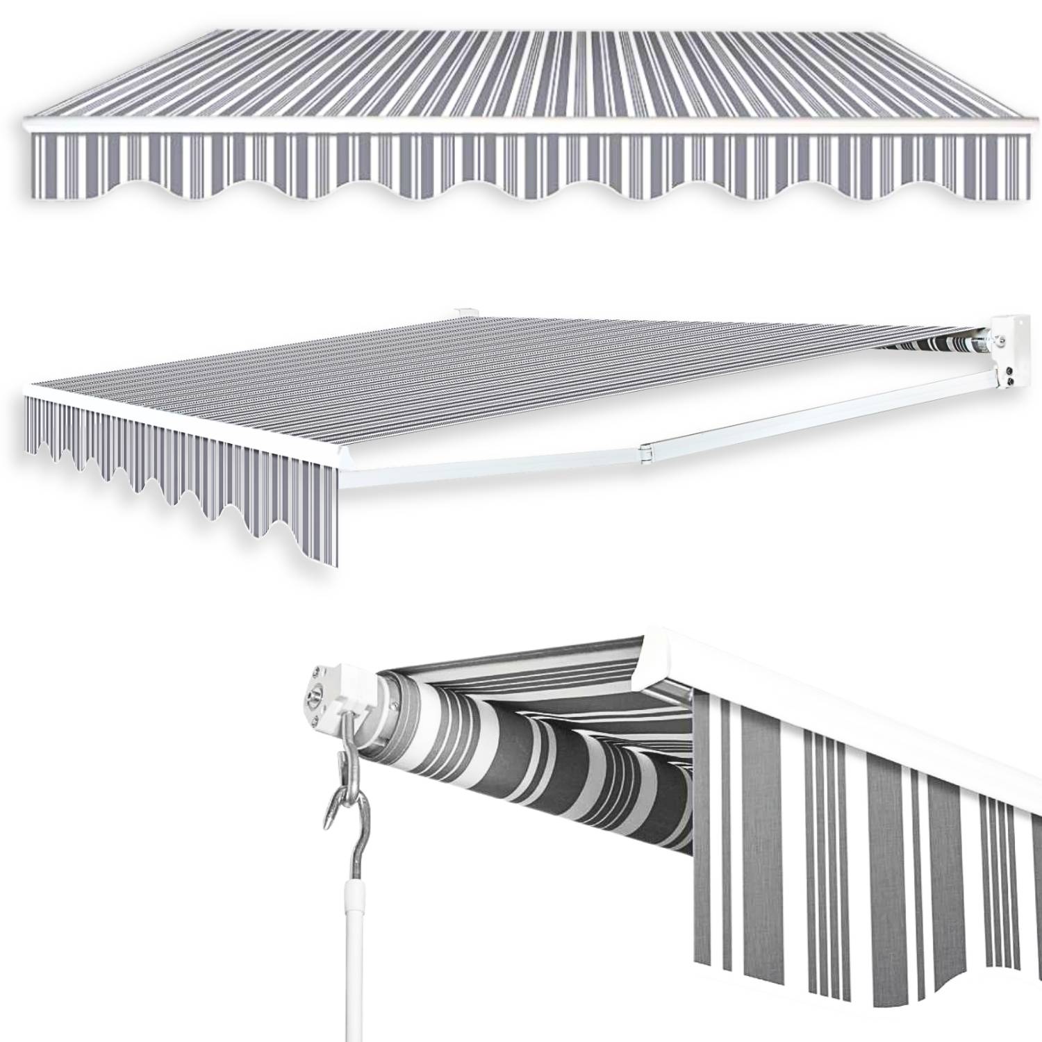 Terre Jardin - Store banne manuel 3.95 x 3 m Unité Rayé - Imagen 1