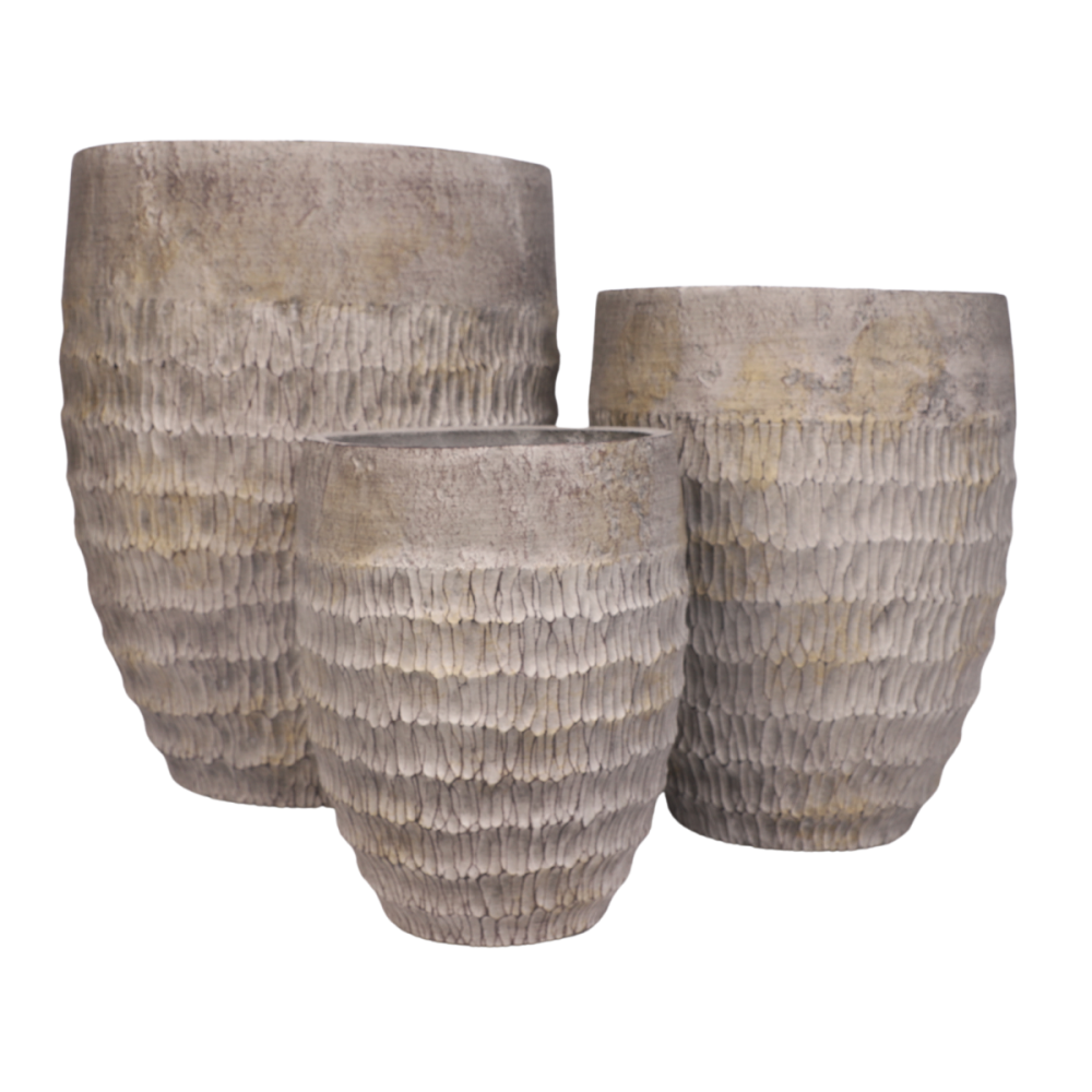 ~ 3 Cache-pots grandes tailles plante extérieur béton gris 34-43-54cm Chemin de campagne - Image 1
