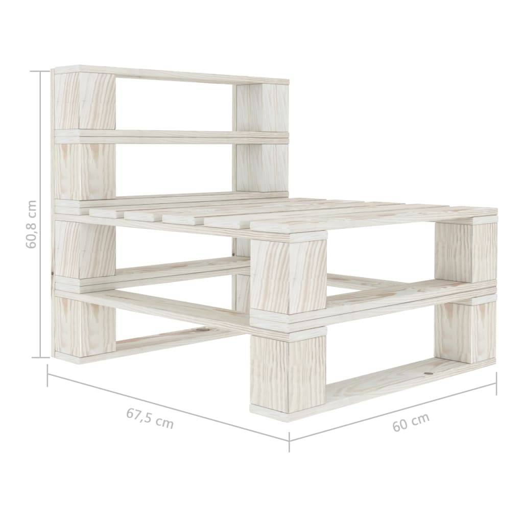 Helloshop26 - Canapé de milieu palette de jardin bois 60 x 67,5 x 60,8 cm blanc - Imagen 5