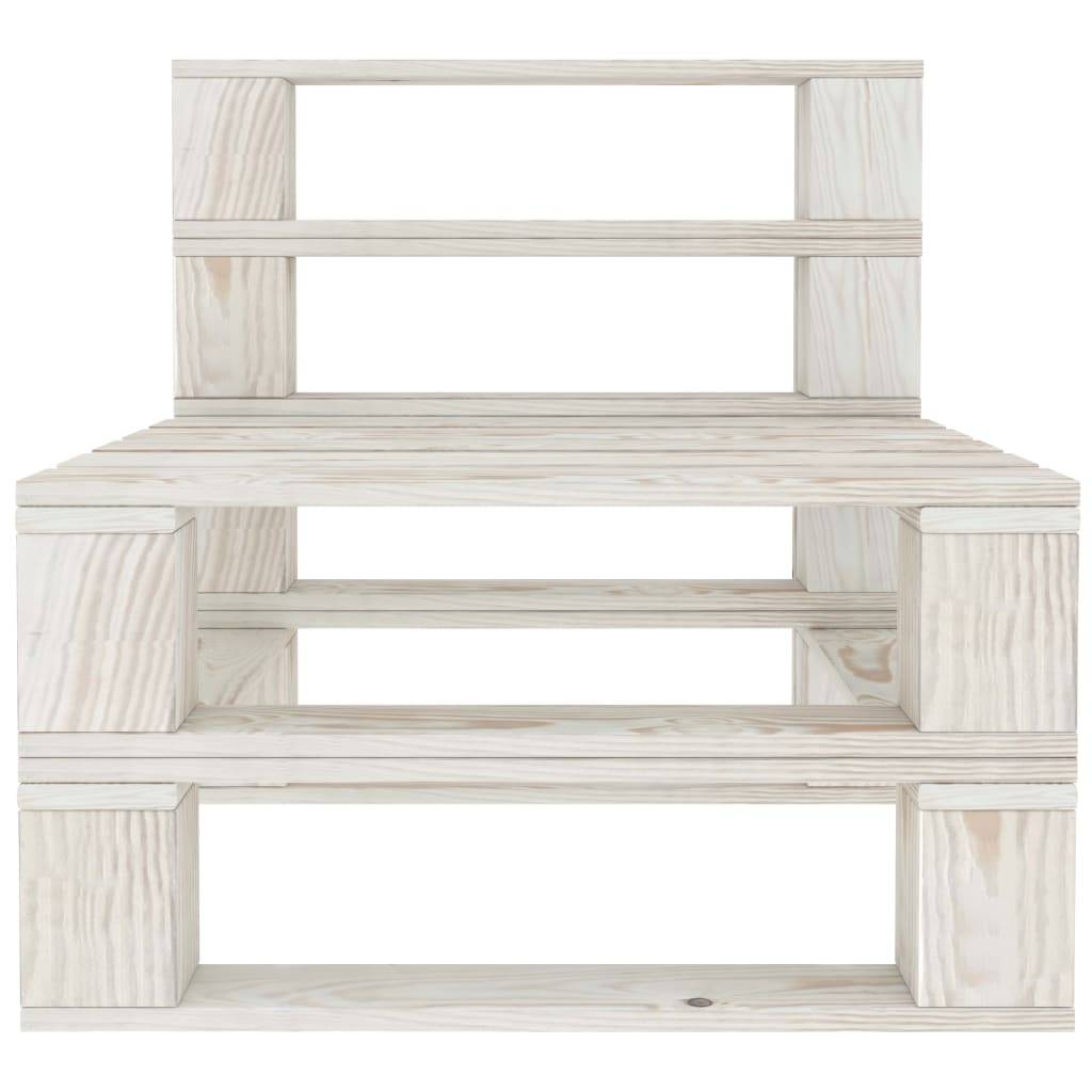 Helloshop26 - Canapé de milieu palette de jardin bois 60 x 67,5 x 60,8 cm blanc - Imagen 2