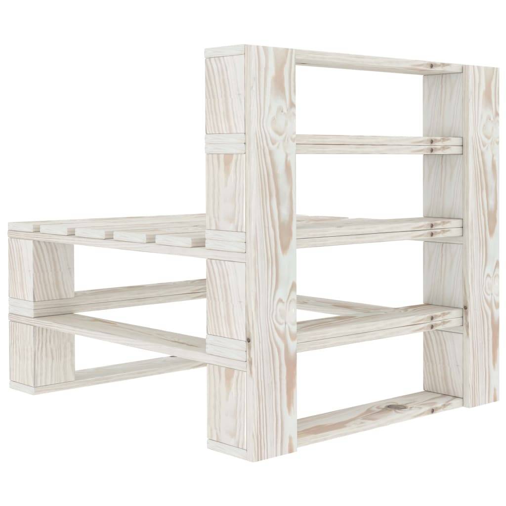 Helloshop26 - Canapé de milieu palette de jardin bois 60 x 67,5 x 60,8 cm blanc - Imagen 3