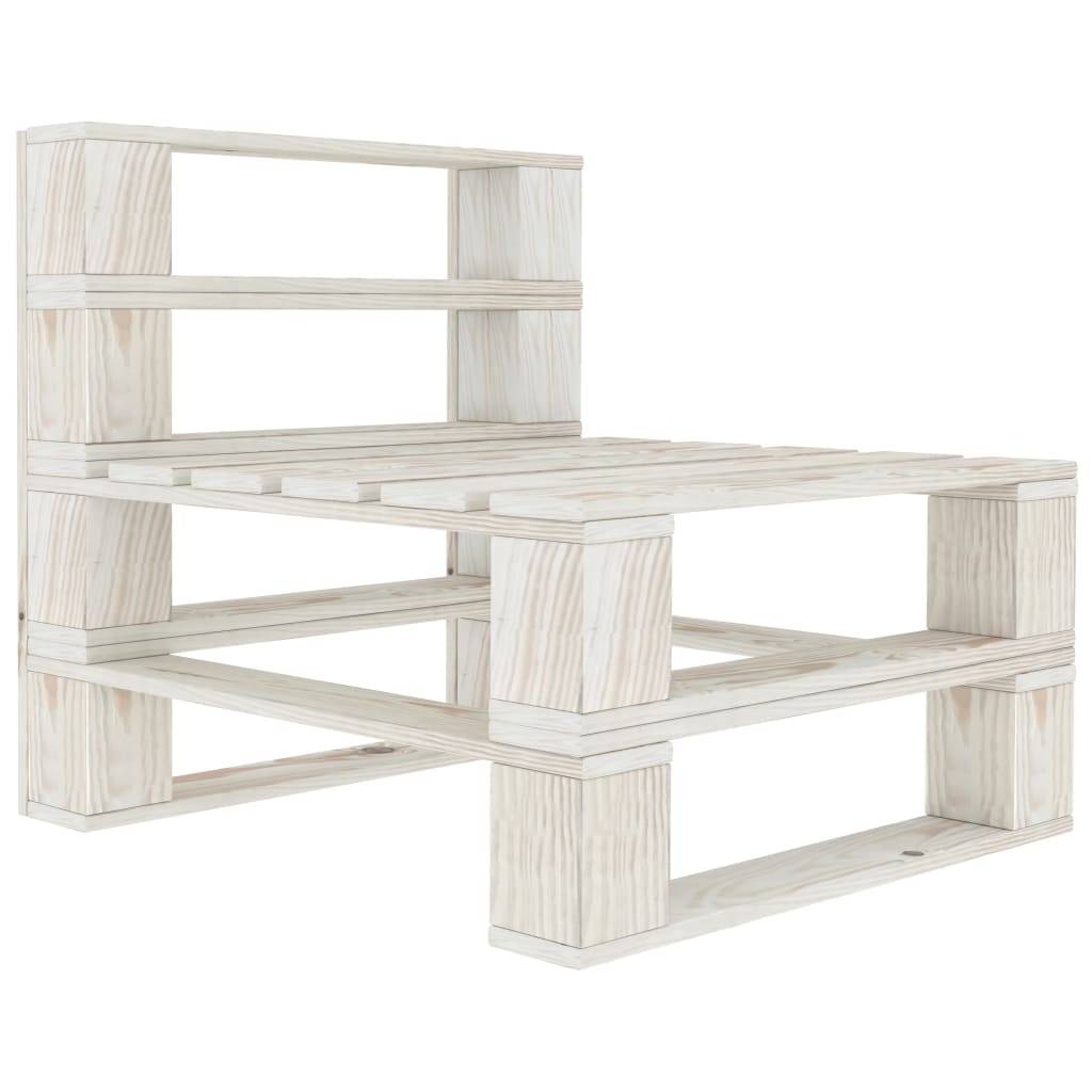 Helloshop26 - Canapé de milieu palette de jardin bois 60 x 67,5 x 60,8 cm blanc - Imagen 1