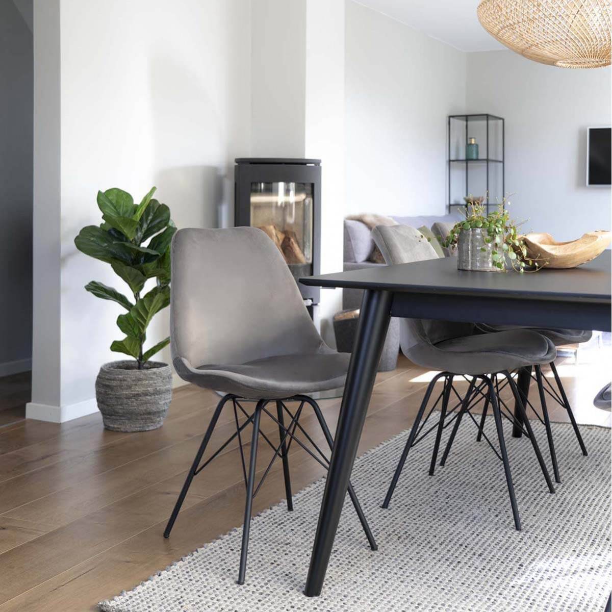 ALTOBUY - Lot de 2 Chaises Velours Gris avec Piétement Métal Noir - HAGA - Image 2