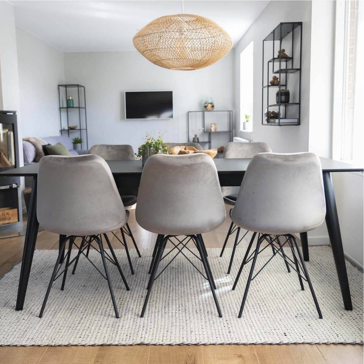 ALTOBUY - Lot de 2 Chaises Velours Gris avec Piétement Métal Noir - HAGA - Image 7