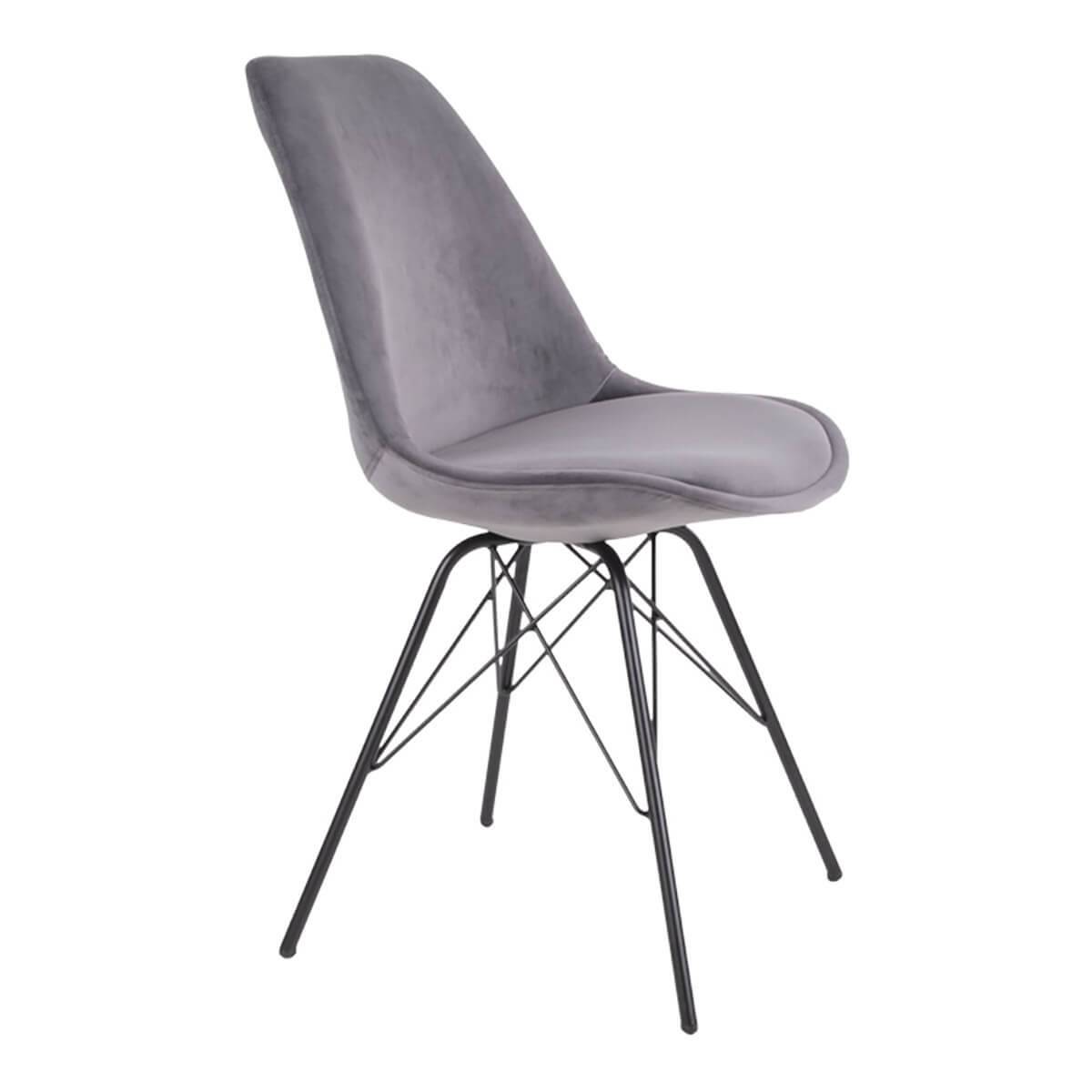 ALTOBUY - Lot de 2 Chaises Velours Gris avec Piétement Métal Noir - HAGA - Image 5