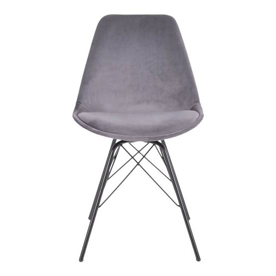 ALTOBUY - Lot de 2 Chaises Velours Gris avec Piétement Métal Noir - HAGA - Image 4