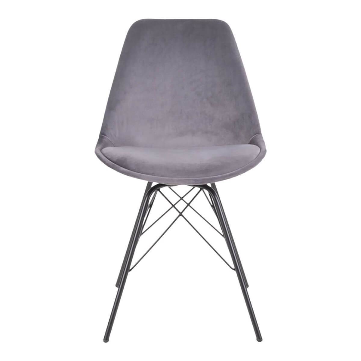 ALTOBUY - Lot de 2 Chaises Velours Gris avec Piétement Métal Noir - HAGA - Image 4