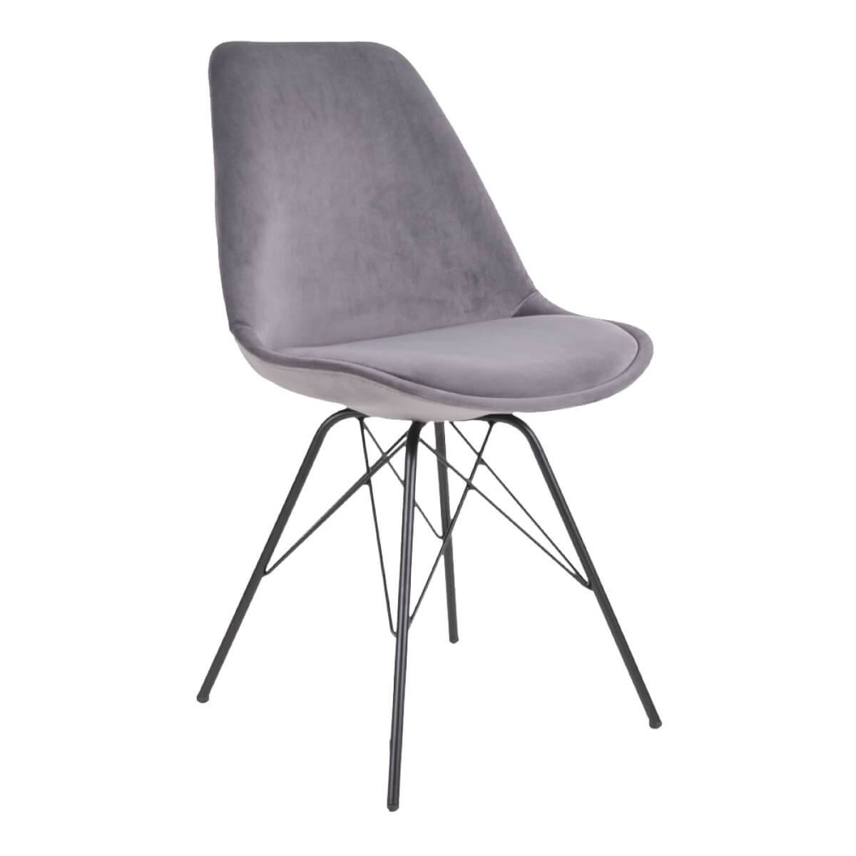 ALTOBUY - Lot de 2 Chaises Velours Gris avec Piétement Métal Noir - HAGA - Image 3