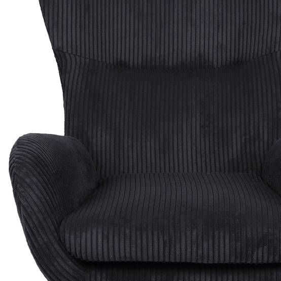 Fauteuil Pivotant en Velours Côtelé "Cléo" 97cm Noir - Image 5