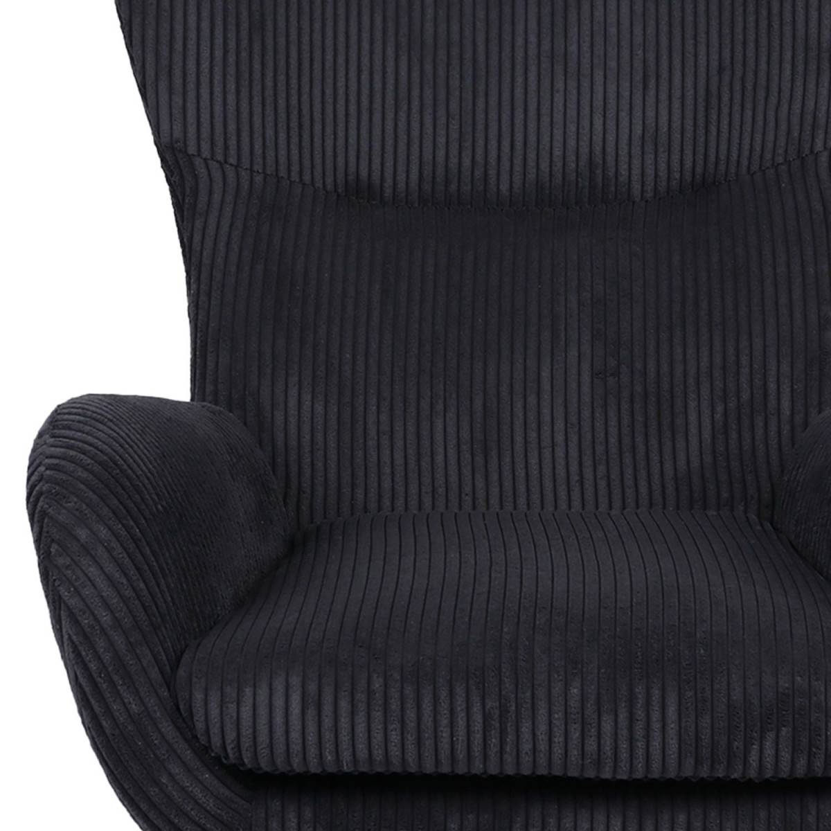 Fauteuil Pivotant en Velours Côtelé "Cléo" 97cm Noir - Image 5