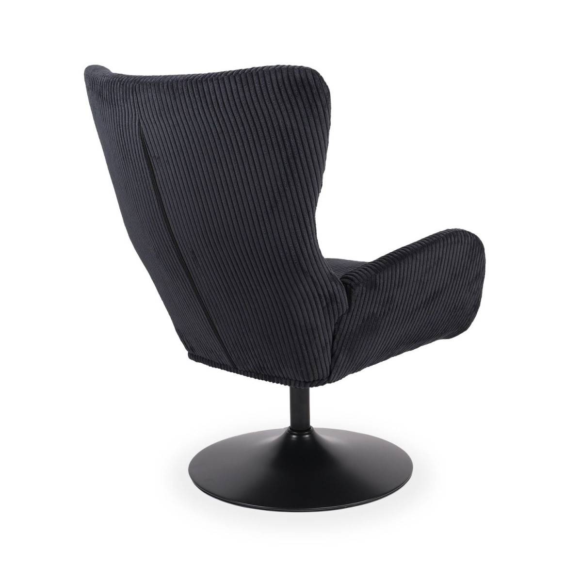 Fauteuil Pivotant en Velours Côtelé "Cléo" 97cm Noir - Image 4