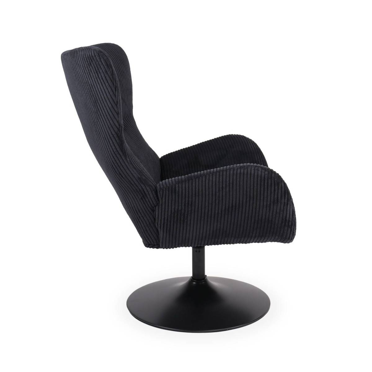 Fauteuil Pivotant en Velours Côtelé "Cléo" 97cm Noir - Image 3