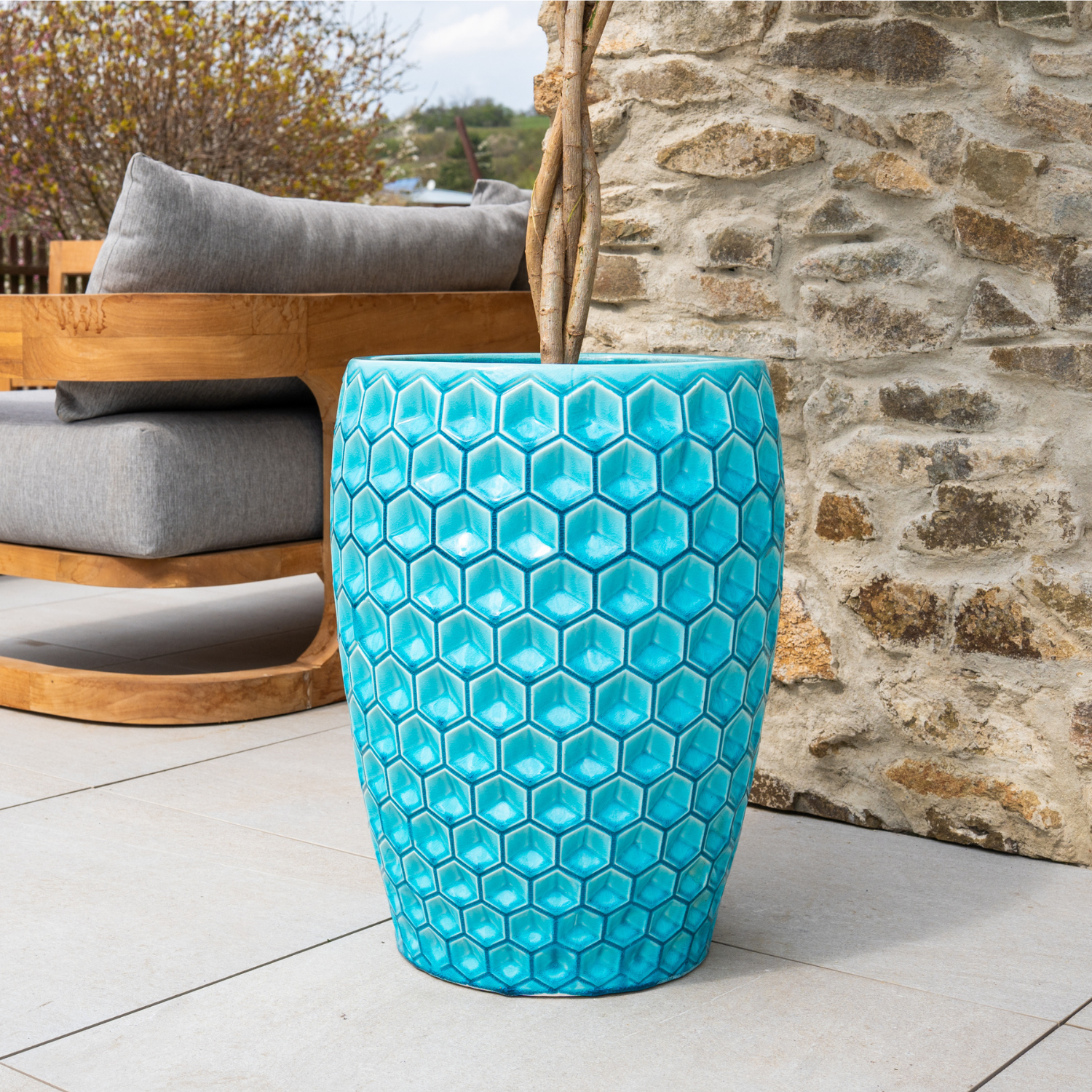 Provencelia - Pot VERSAILLES 38x54cm turquoise - Image 2