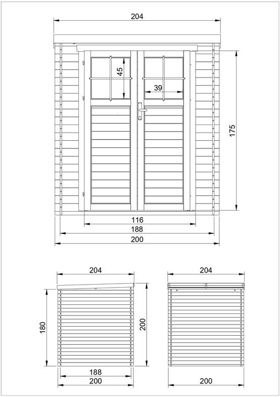 Timbela - Abri de jardin en bois l204xL204xH200 cm / 3.53 m² avec sol traité et porte verrouillable de haute qualité - 19 mm d’épaisseur - Timbela M309F+M309G - Image 5