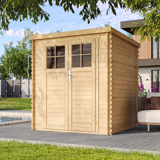 Timbela - Abri de jardin en bois l204xL204xH200 cm / 3.53 m² avec sol traité et porte verrouillable de haute qualité - 19 mm d’épaisseur - Timbela M309F+M309G - Image 1