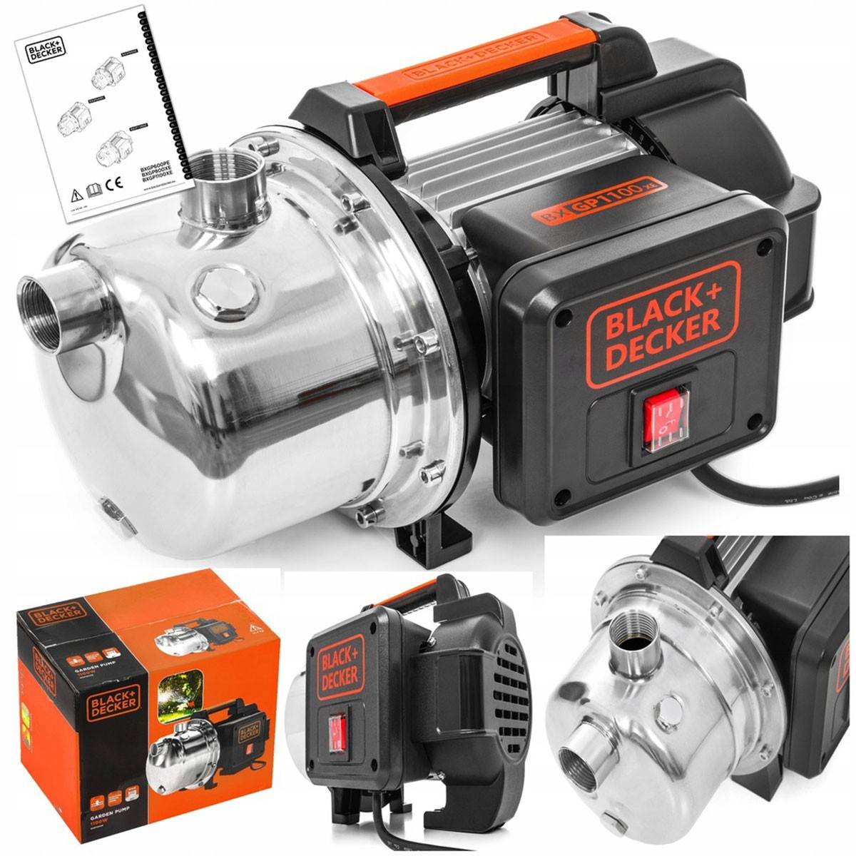 Pompe d'arrosage auto-amorçante eaux claires 1100W 4.5 bar 230V Moteur induction BLACK & DECKER - Imagen 2