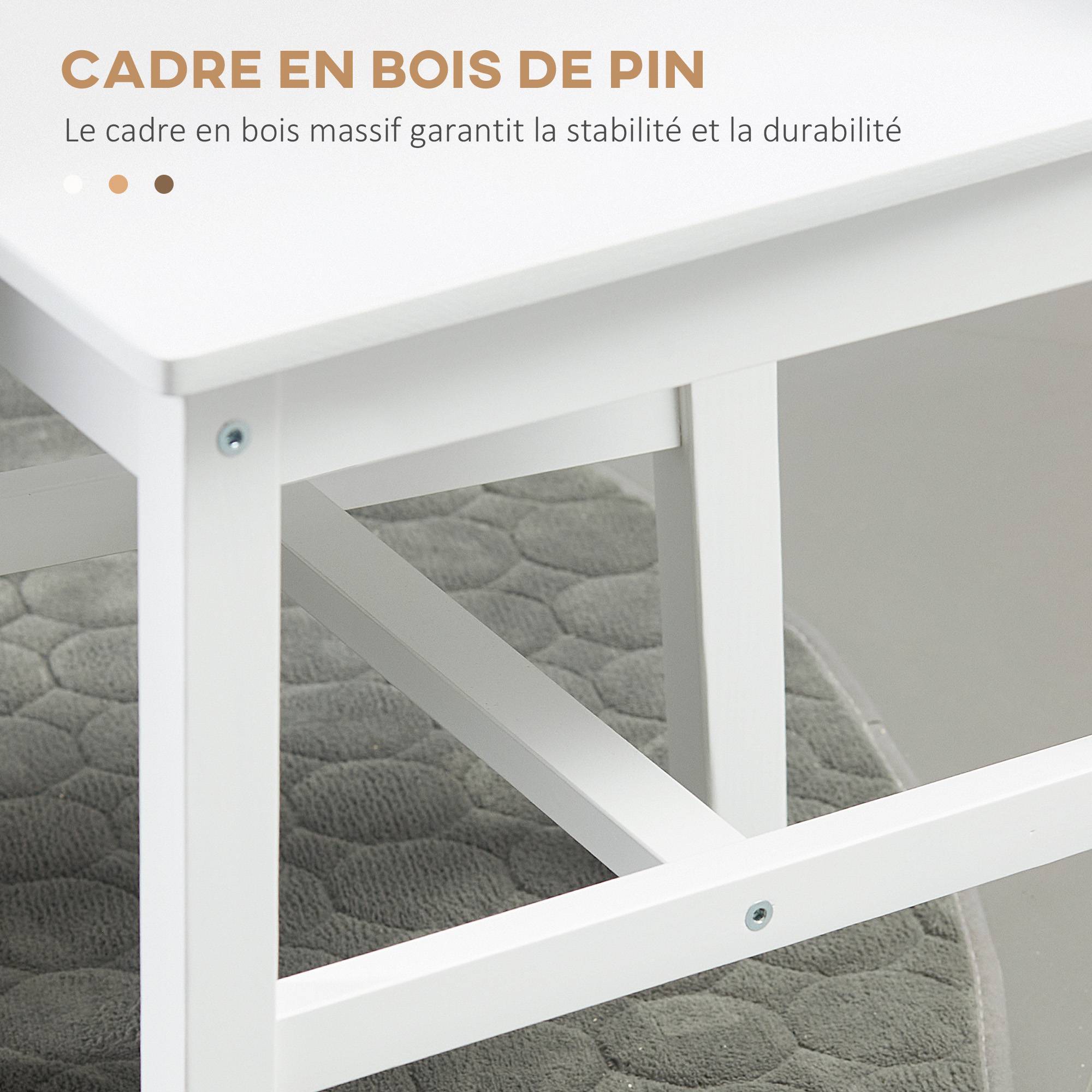 Lot de 2 chaises de salle à manger en bois massif chaise de cuisine dossier lattes esprit campagne blanc - Image 8