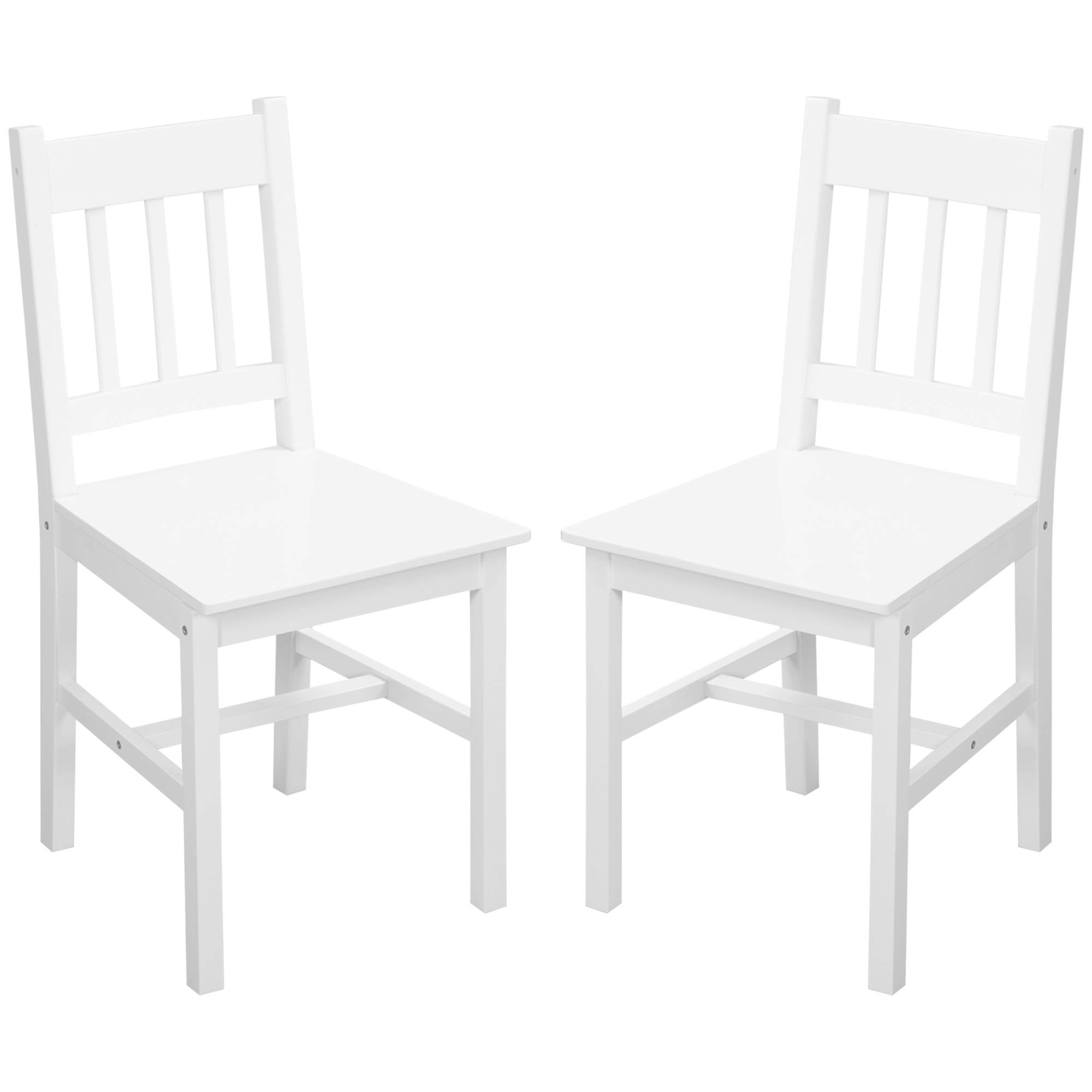 Lot de 2 chaises de salle à manger en bois massif chaise de cuisine dossier lattes esprit campagne blanc - Image 2