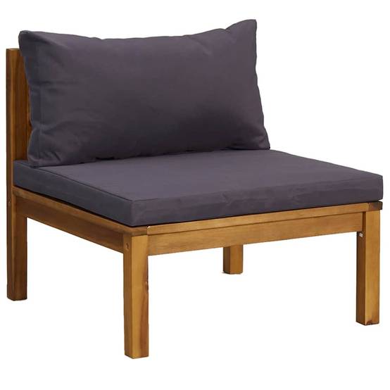 Canapé central | Canapé D'extérieur | Sofa De Jardin sectionnel et coussins gris foncé Bois d'acacia Maison Chic - Image 1