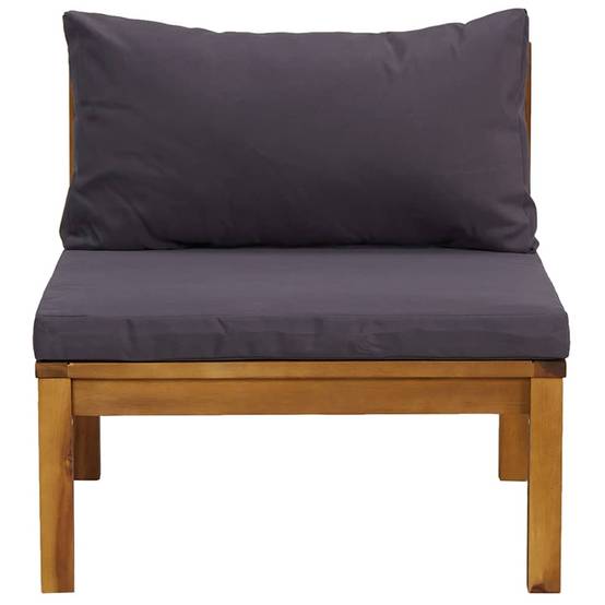Canapé central | Canapé D'extérieur | Sofa De Jardin sectionnel et coussins gris foncé Bois d'acacia Maison Chic - Image 3