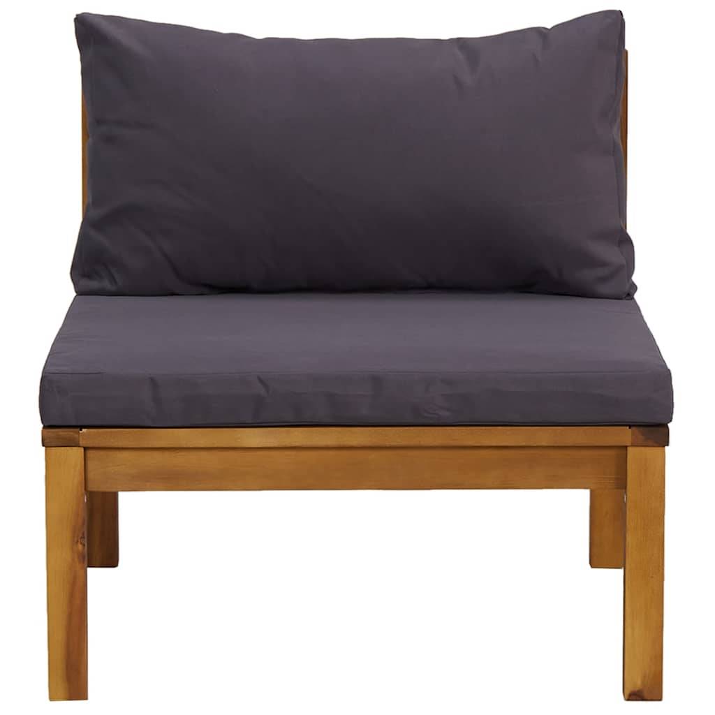 Canapé central | Canapé D'extérieur | Sofa De Jardin sectionnel et coussins gris foncé Bois d'acacia Maison Chic - Image 3