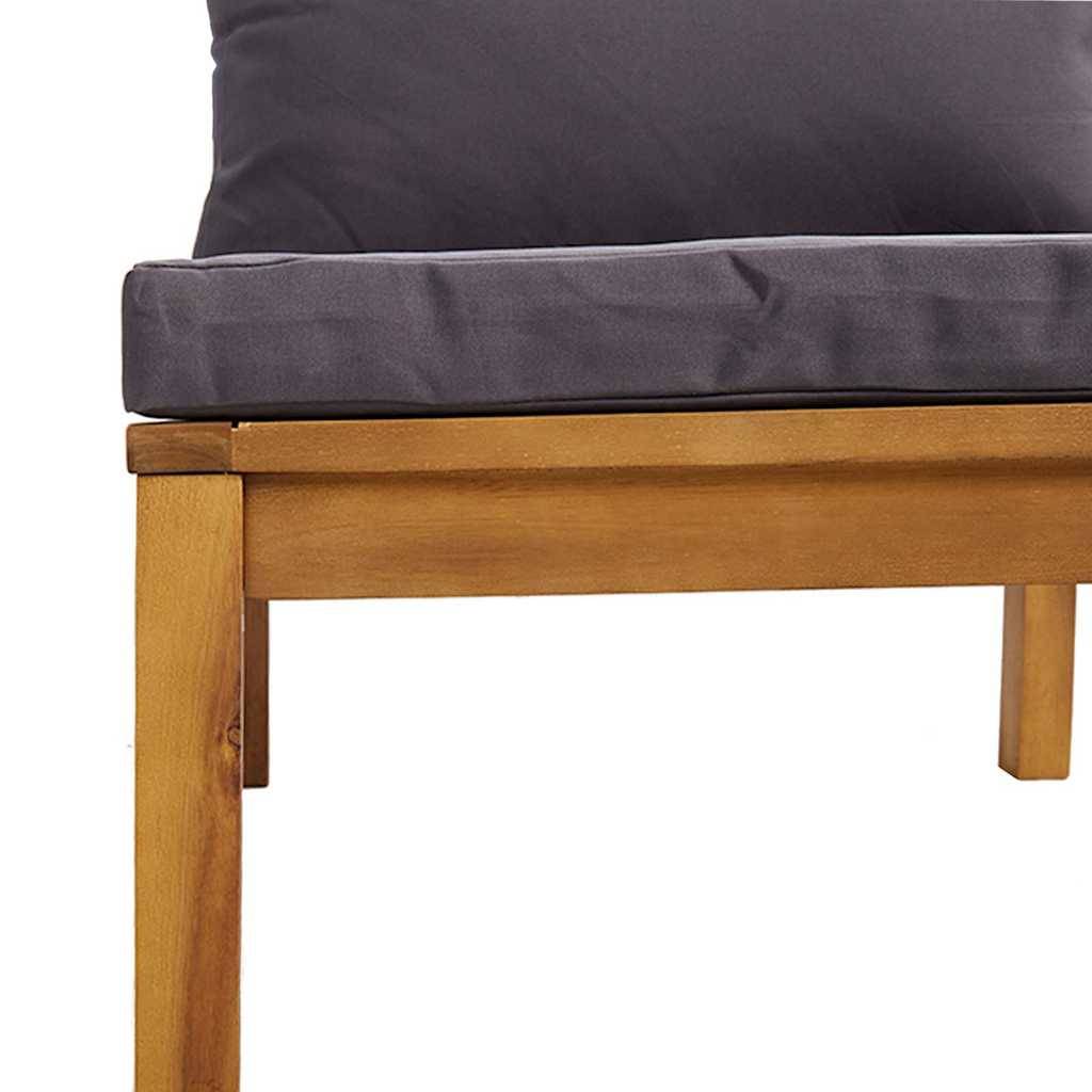 Canapé central | Canapé D'extérieur | Sofa De Jardin sectionnel et coussins gris foncé Bois d'acacia Maison Chic - Image 6