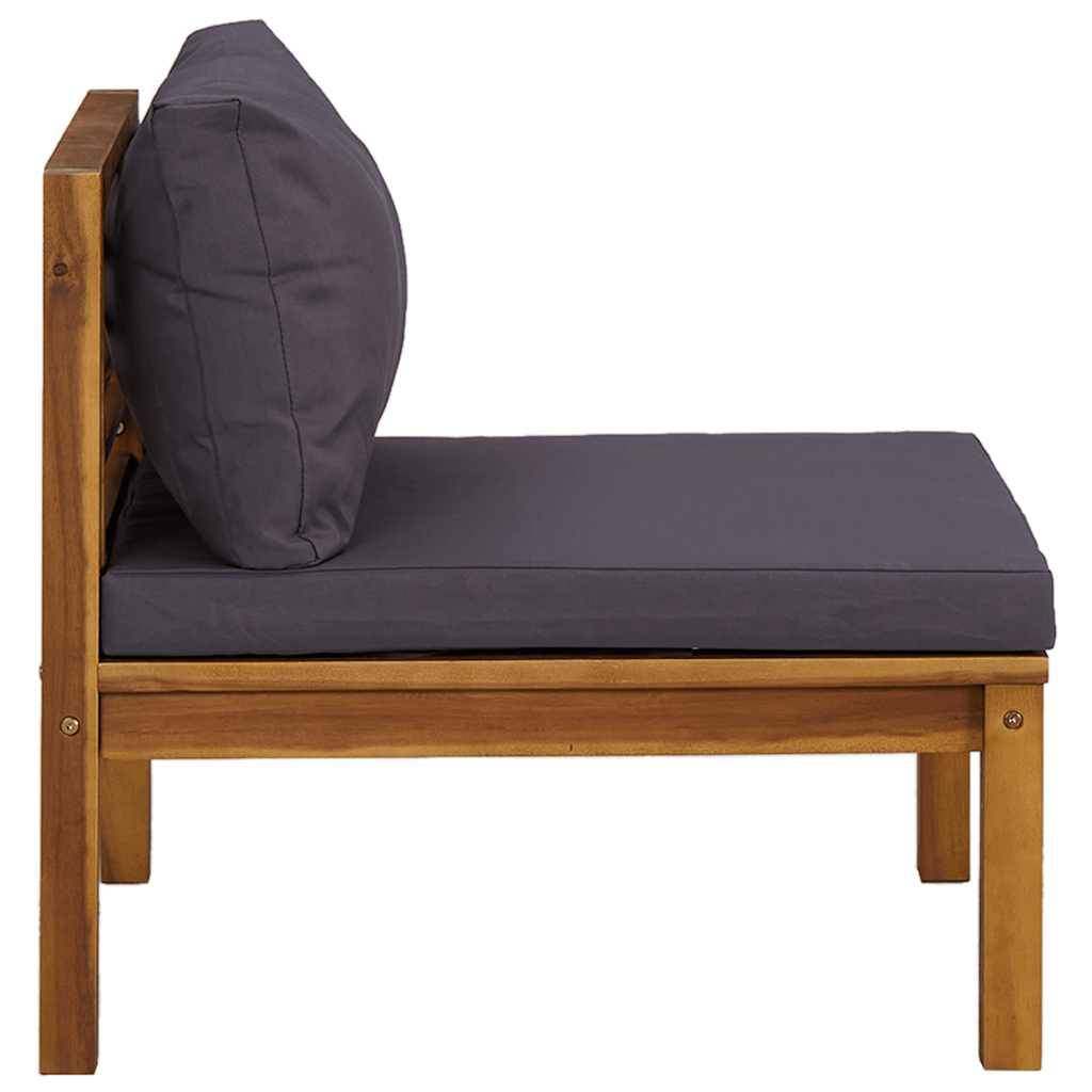 Canapé central | Canapé D'extérieur | Sofa De Jardin sectionnel et coussins gris foncé Bois d'acacia Maison Chic - Image 4