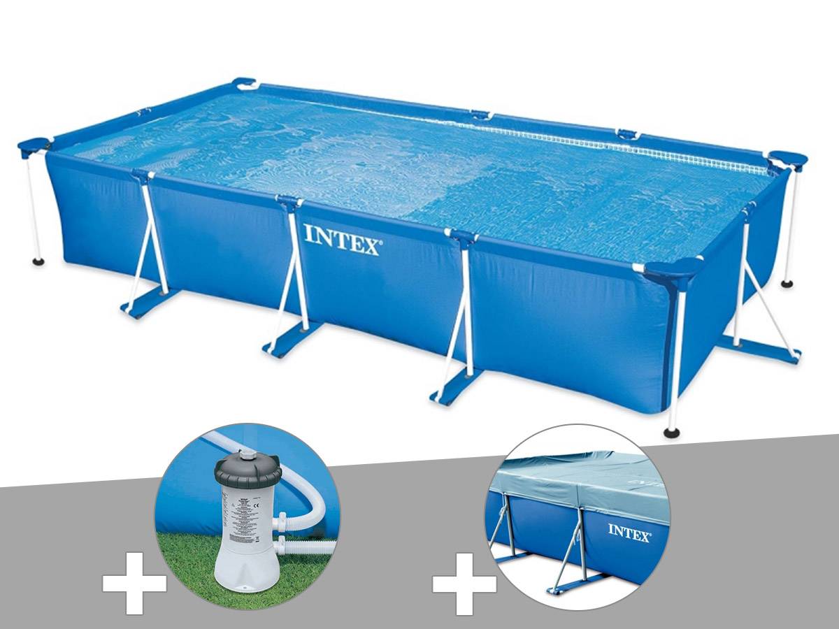 Kit piscine tubulaire rectangulaire Intex 4,50 x 2,20 x 0,84 m + Filtration à cartouche + Bâche de protection - Imagen 2