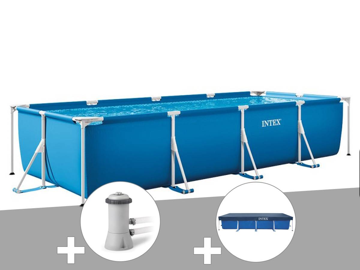 Kit piscine tubulaire rectangulaire Intex 4,50 x 2,20 x 0,84 m + Filtration à cartouche + Bâche de protection - Imagen 1