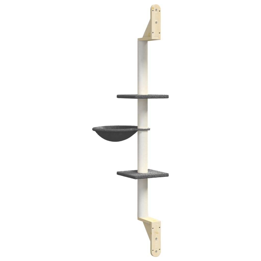 Arbre à chat mural bois et sisal gris foncé 22 x 40 x 142.5 cm - PANGIVO - Image 6