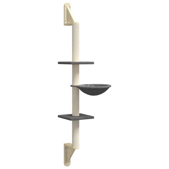 Arbre à chat mural bois et sisal gris foncé 22 x 40 x 142.5 cm - PANGIVO - Image 2