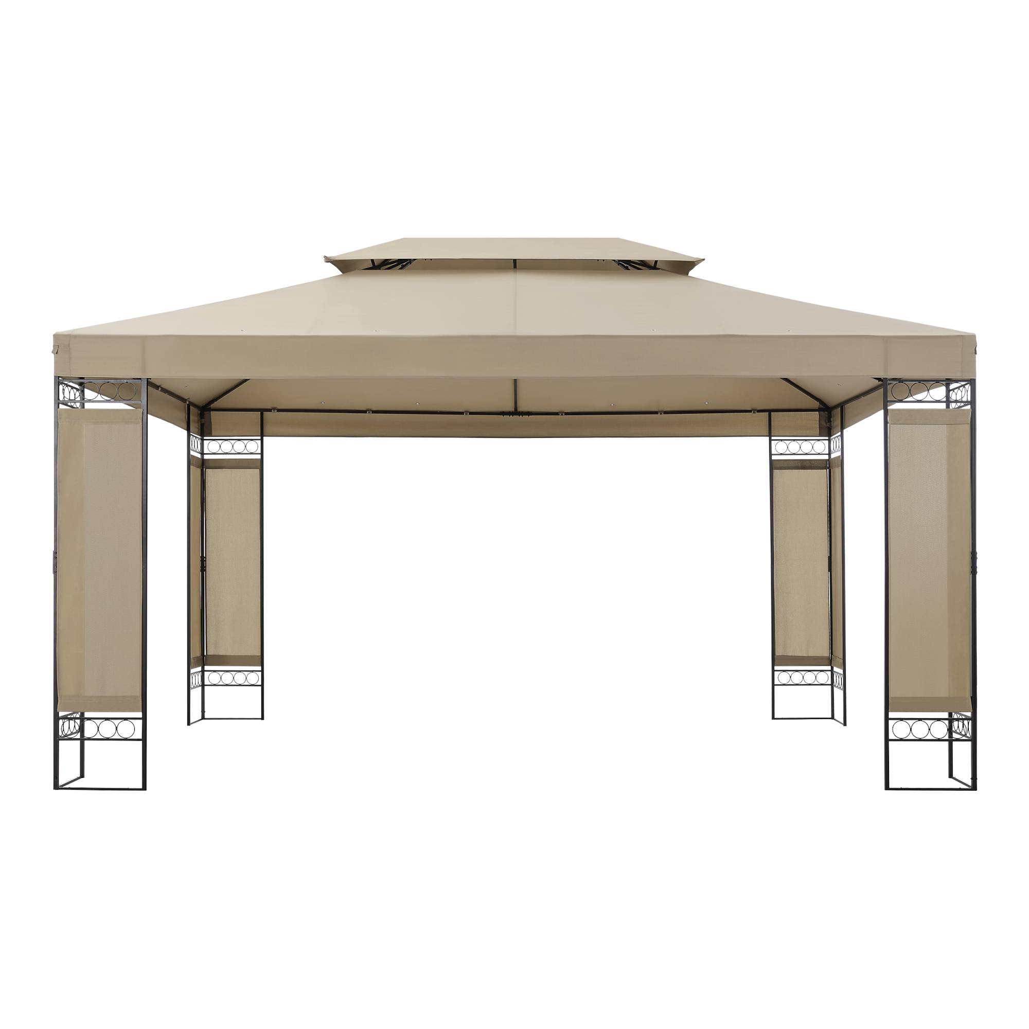 Tonnelle de jardin Lanciano avec structure en acier 400 x 300 x 265 cm beige [en.casa] - Image 4