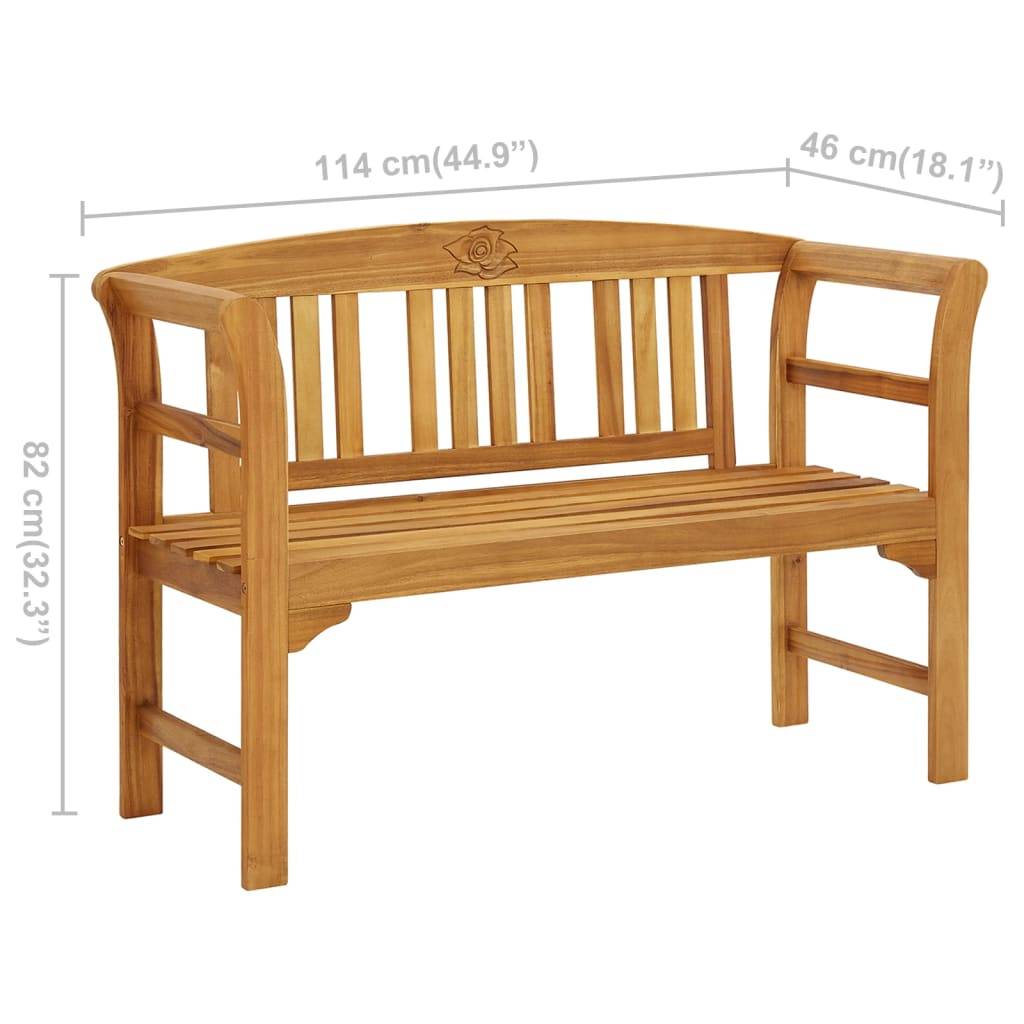 Helloshop26 - Banc de jardin meuble de patio d'extérieur terrasse 114 x 46 x 82 cm bois d'acacia solide - Imagen 6