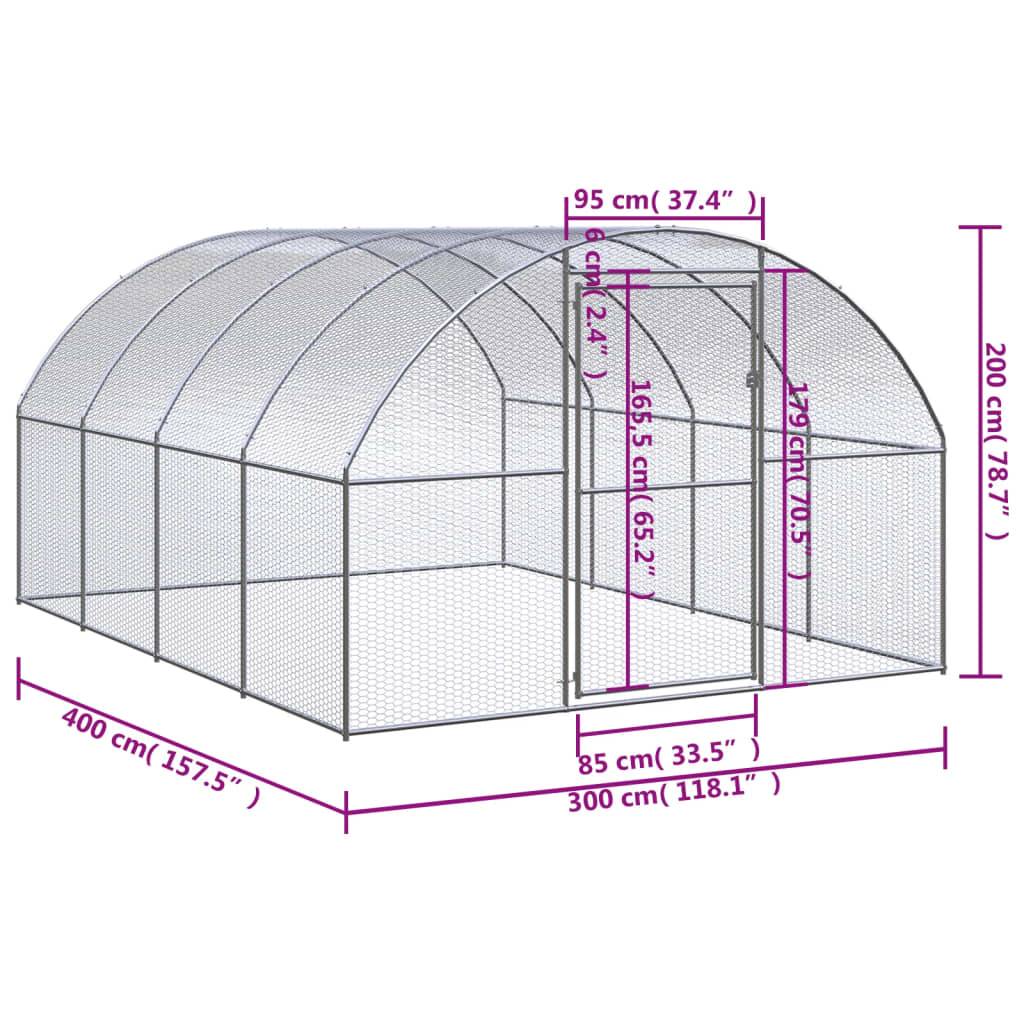 Poulailler extérieur Acier galvanisé Enclos grillagé pour jardin 3x4x2 m – ComfortXL Outdoor Living - Image 7