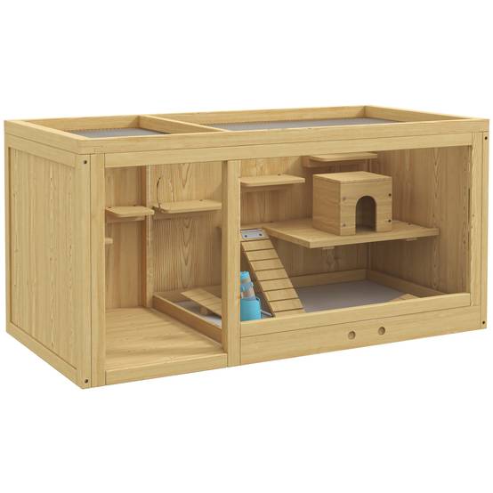 Cage pour rongeurs bois de sapin naturel 100 x 50 x 50 cm - PANGIVO - Image 2