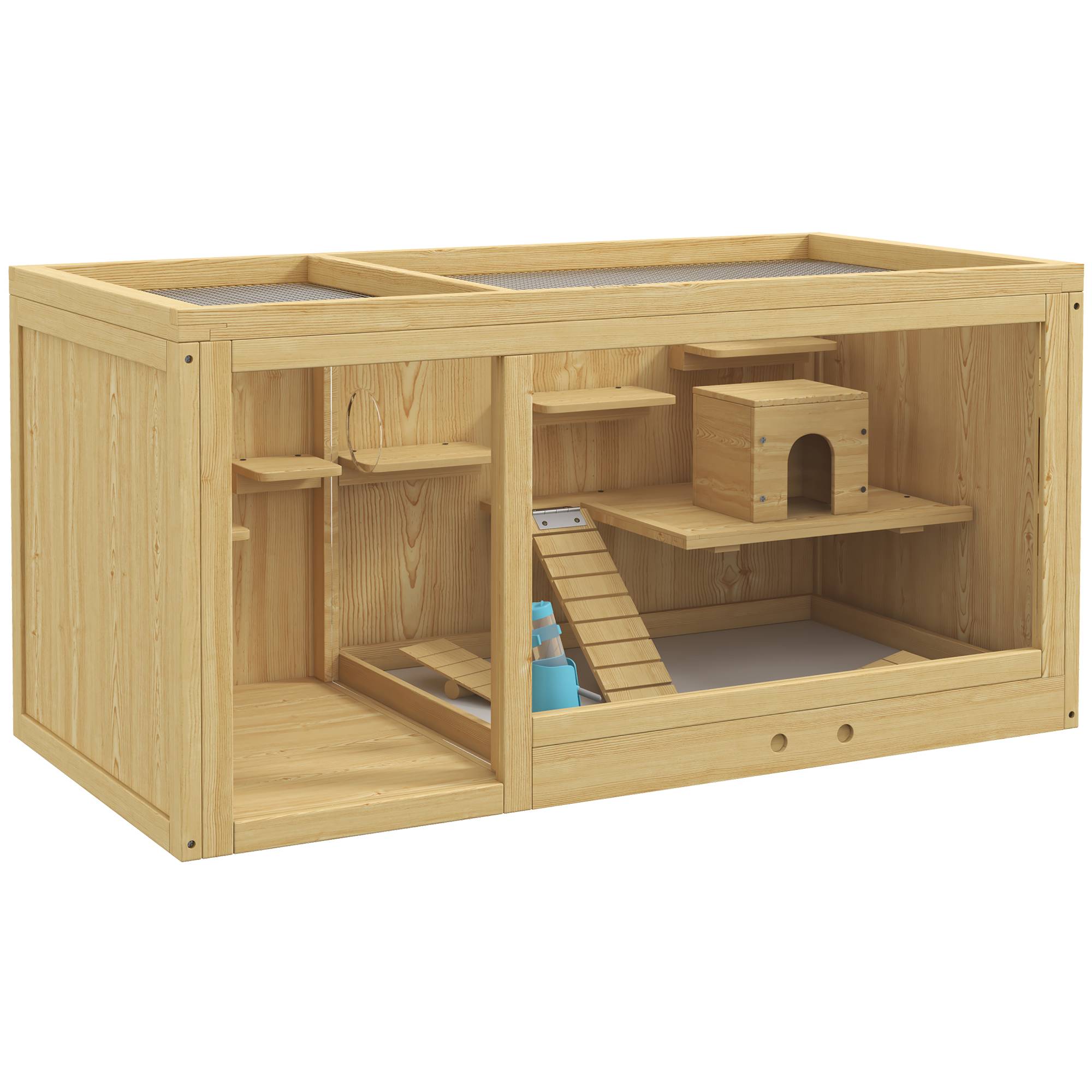 Cage pour rongeurs bois de sapin naturel 100 x 50 x 50 cm - PANGIVO - Image 2