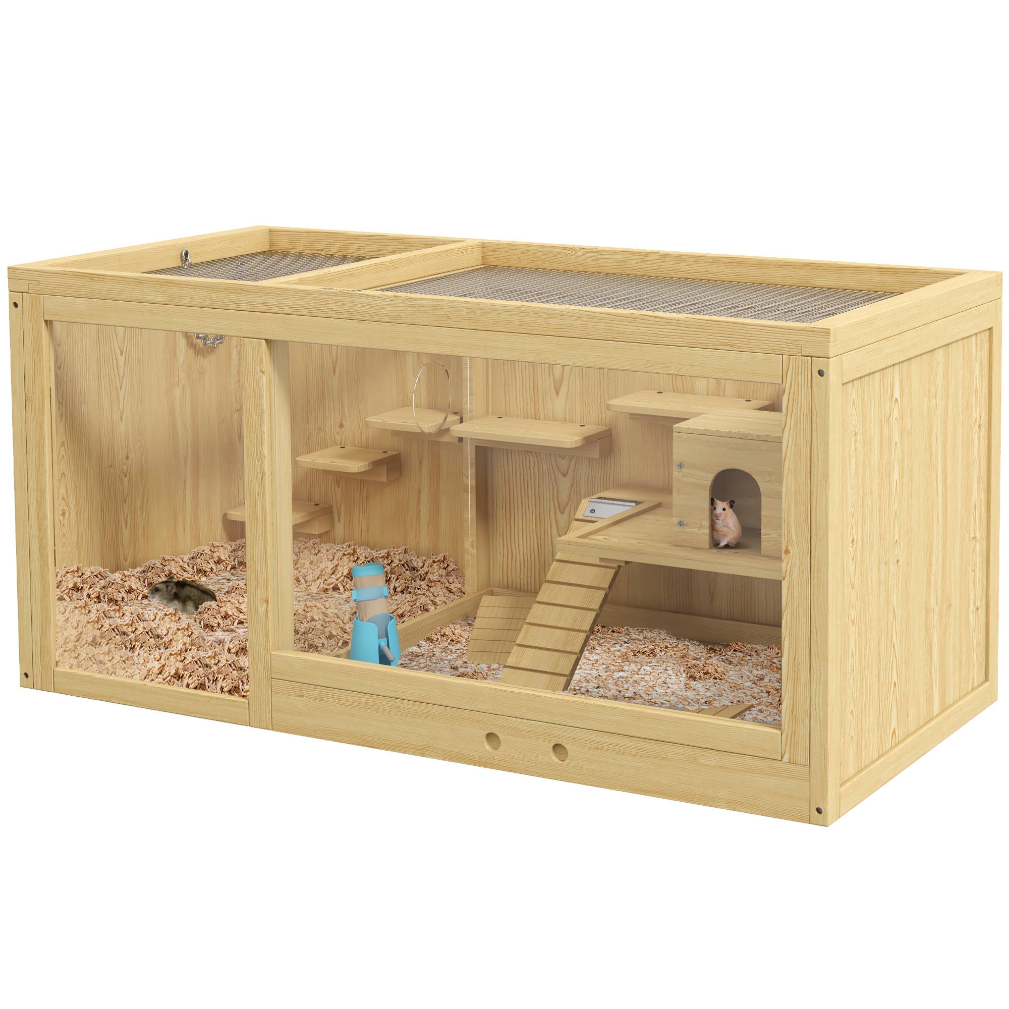 Cage pour rongeurs bois de sapin naturel 100 x 50 x 50 cm - PANGIVO