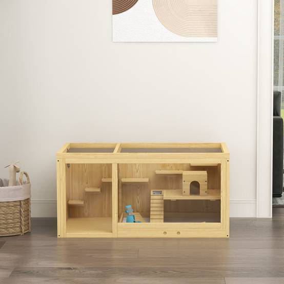 Cage pour rongeurs bois de sapin naturel 100 x 50 x 50 cm - PANGIVO - Image 10