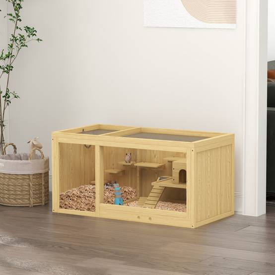 Cage pour rongeurs bois de sapin naturel 100 x 50 x 50 cm - PANGIVO - Image 4