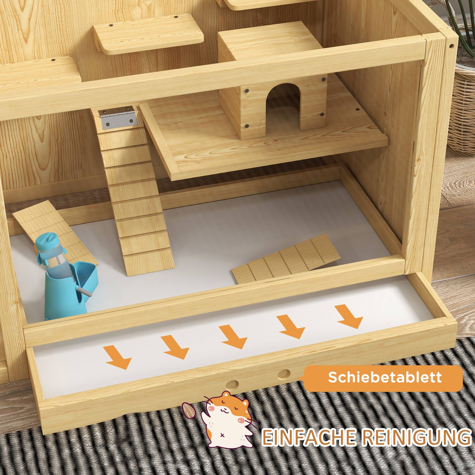 Cage pour rongeurs bois de sapin naturel 100 x 50 x 50 cm - PANGIVO - Image 8