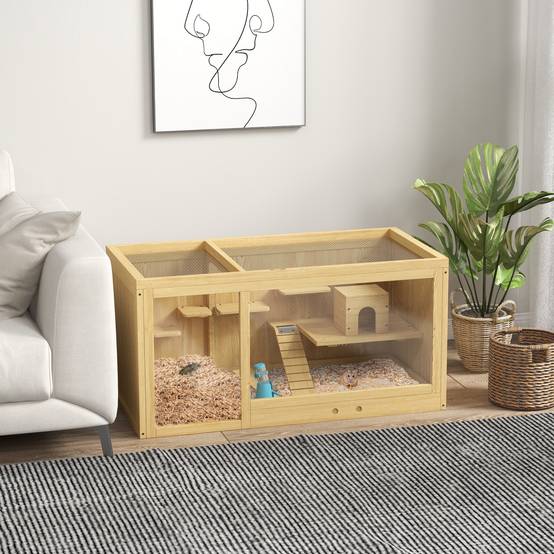 Cage pour rongeurs bois de sapin naturel 100 x 50 x 50 cm - PANGIVO - Image 3