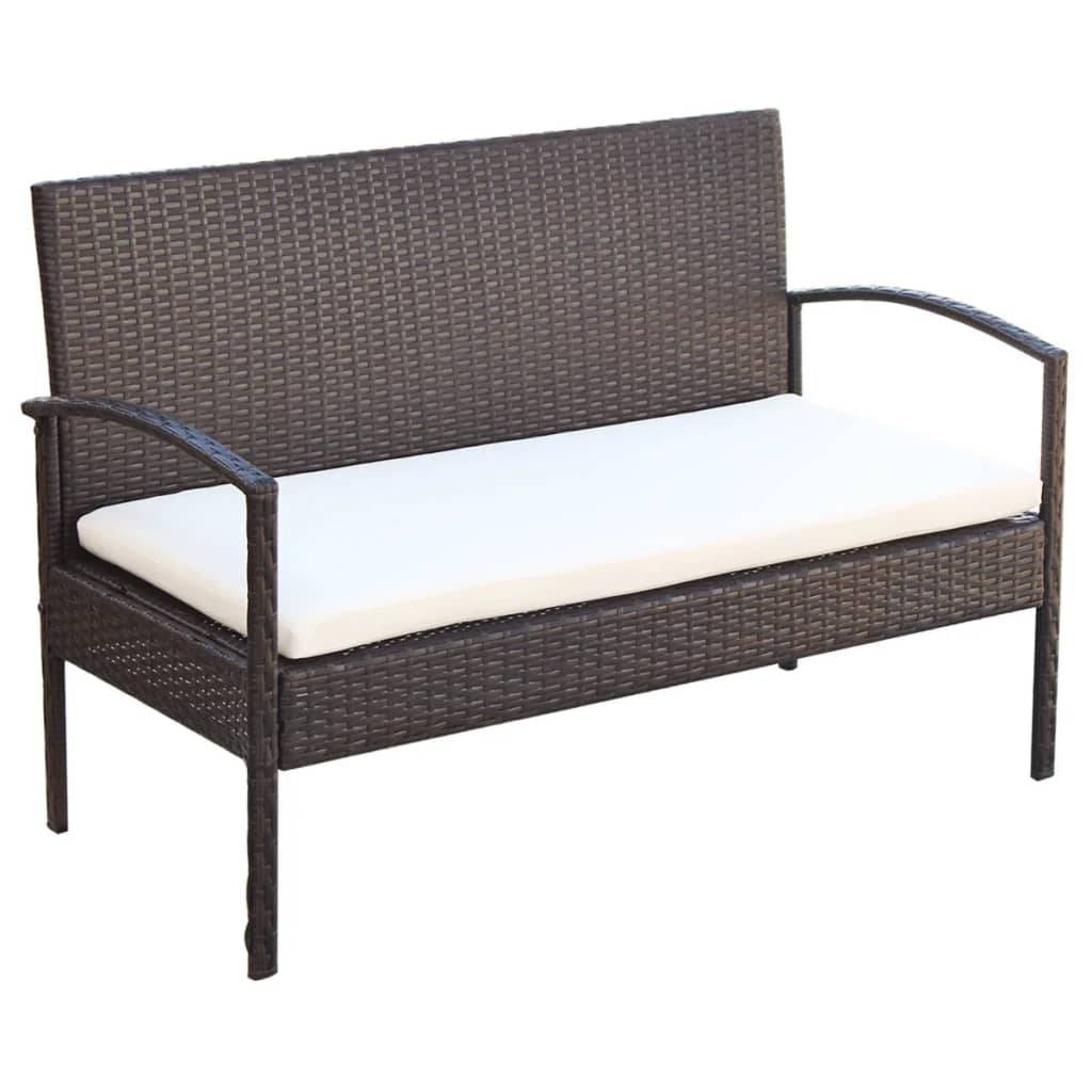 Helloshop26 - Salon de jardin meuble d'extérieur ensemble de mobilier 4 pièces avec coussins résine tressée marron - Imagen 3