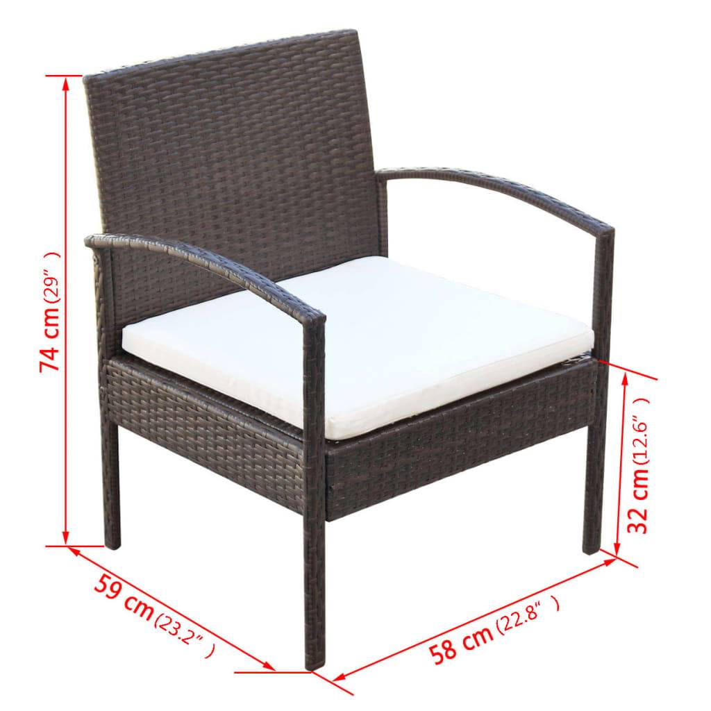 Helloshop26 - Salon de jardin meuble d'extérieur ensemble de mobilier 4 pièces avec coussins résine tressée marron - Imagen 6