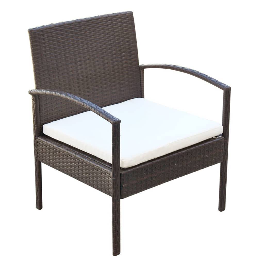 Helloshop26 - Salon de jardin meuble d'extérieur ensemble de mobilier 4 pièces avec coussins résine tressée marron - Imagen 4
