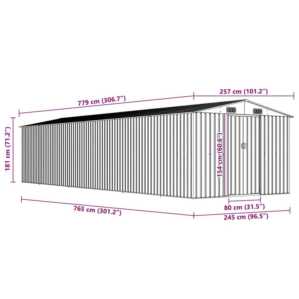 Vidaxl - Abri de jardin Anthracite 257x779x181 cm Acier galvanisé vidaXL 47034 - Image 3