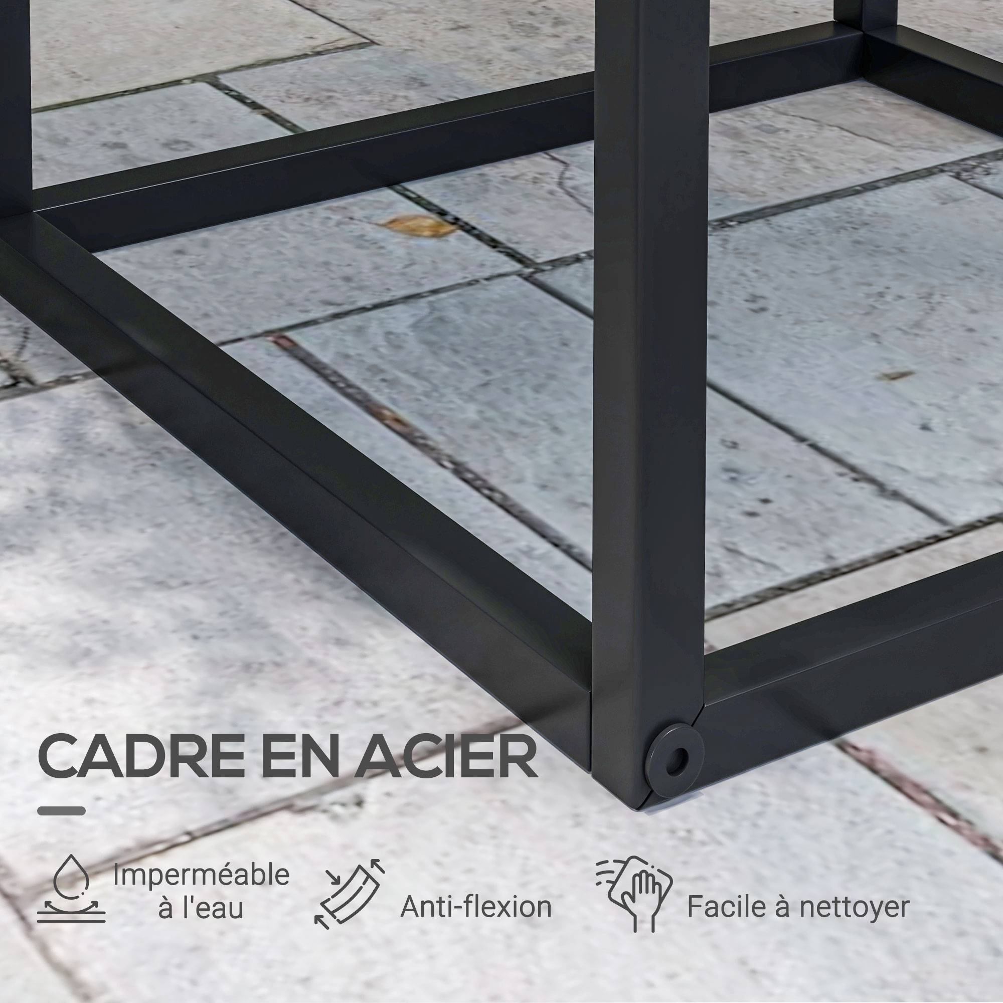 Sans Marque - Lot de 2 supports pot de fleurs encastrables 2 hauteurs différentes 58,5 et 65 cm - acier noir - Image 7