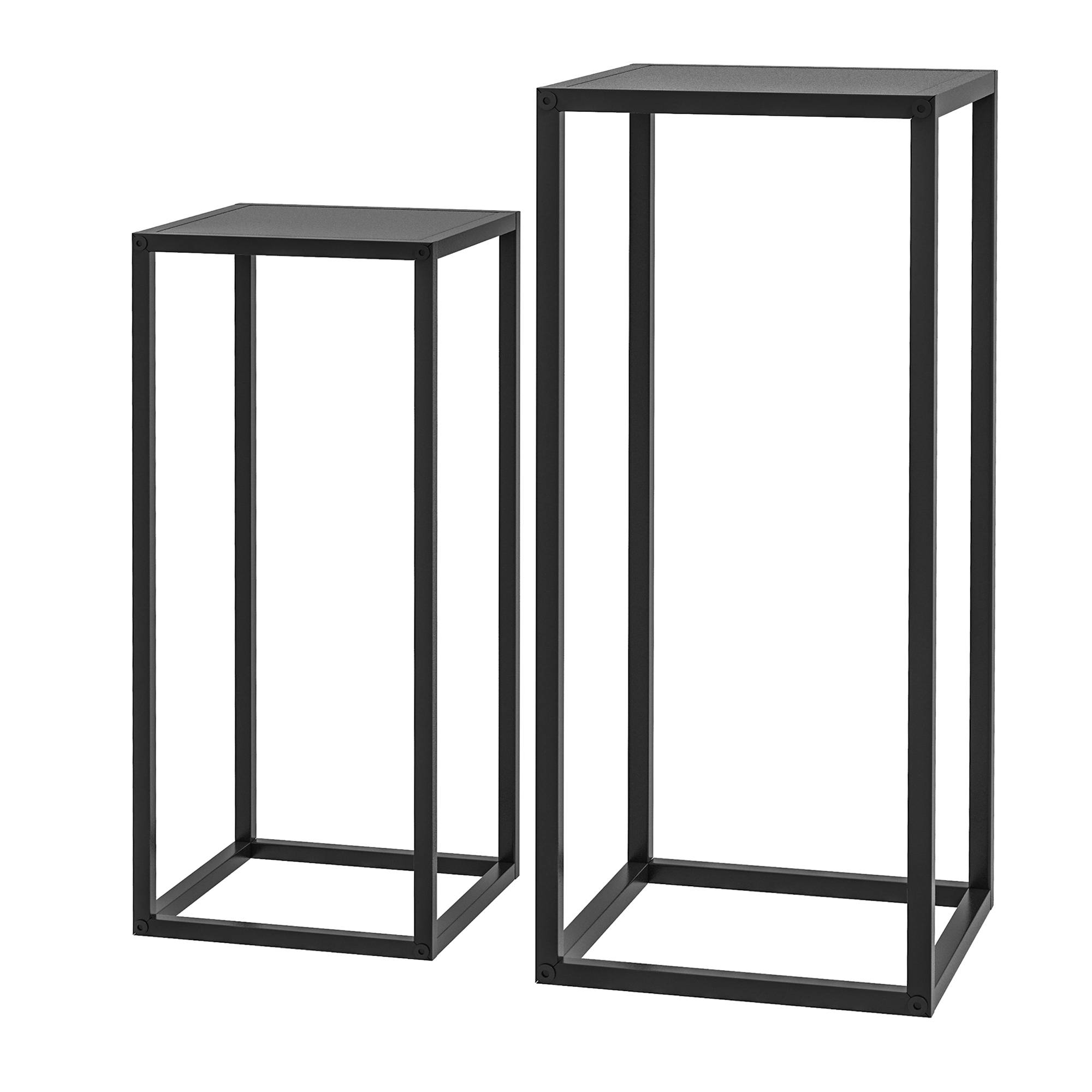 Sans Marque - Lot de 2 supports pot de fleurs encastrables 2 hauteurs différentes 58,5 et 65 cm - acier noir - Image 2